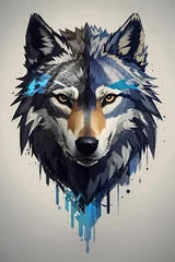 Deurstickers wolf head illustration © Wondart