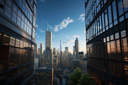 New York City skyscrapers and office buildings. 3d rendering