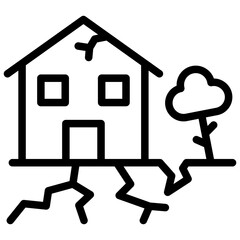 earthquake icon illustration design with outline