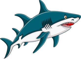 A shark coming out of the sea. Vector illustration