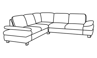 Vector linear illustration of a sofa. Furniture for your interior in the style of minimalism. Furniture icon.