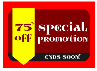 Special Promotion Banner Template. 75% Off. Vector Template Poster Sale Promotion.