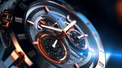 Wristwatch closeup. Luxury wristwatch. 3D rendering