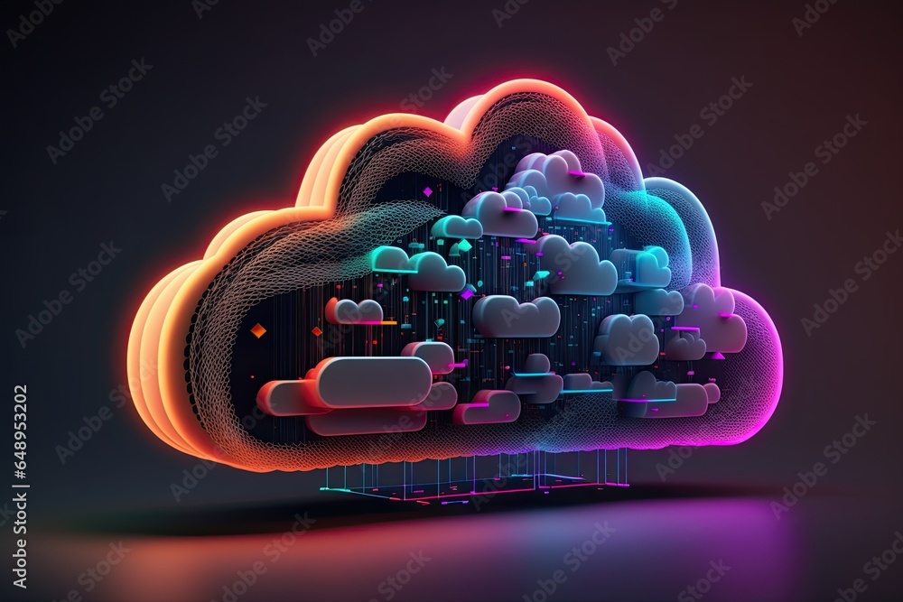 Poster cloud computing for digital storage and transfer big data on internet.futuristic.generative ai