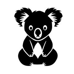 black and white koala illustration design on a white background
