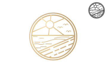 Summer beach logo in gold