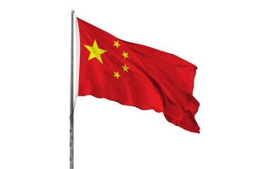 Waving China flag, ensign, transparent background