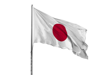 Waving Japan flag, ensign, transparent background
