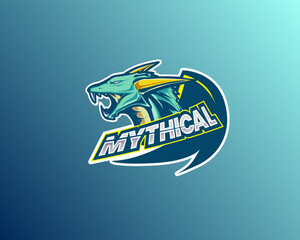 gaming logo dragon esports style simple and editable logo