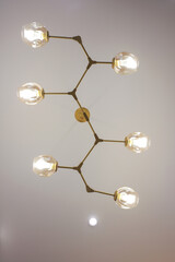 Ceiling lamp on the ceiling close-up