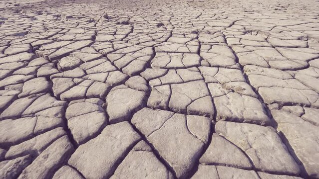 Detail of dry arid desert cracked soil, no rain due to global warming climate change