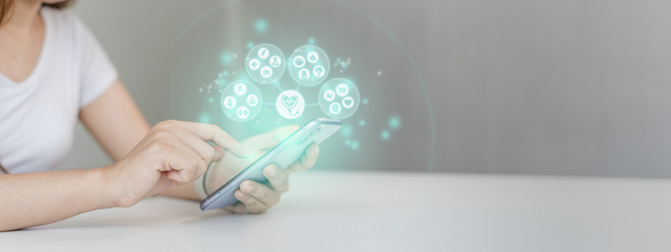 Woman uses smartphone for digital healthcare and healthy lifestyle, Digital Tools for a Balanced Lifestyle