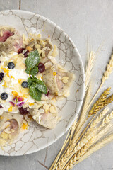 Ukrainian cuisine. Delicious dumplings with sour cream