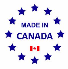 Made In Canada. Flag, banner icon, design, sticker