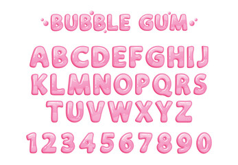 Bubble Gum Alphabet, Playful And Colorful, This Edible Typeface Boasts Vibrant Pink Hues And Chewy, Sugary Letters