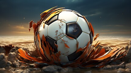 Un ballon de football, généré par IA - obrazy, fototapety, plakaty