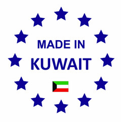 Made In Kuwait. Flag, banner icon, design, sticker