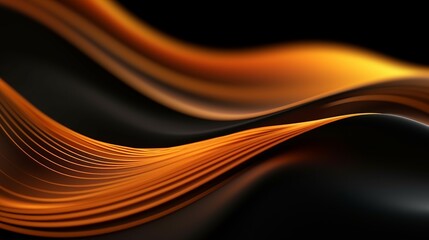 Luxury black and gold background with 3d render wave. Dynamic futuristic black and gold background with copy space