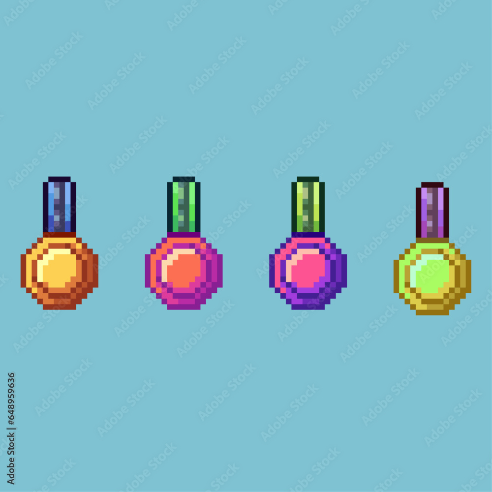 Poster pixel art sets of winning badge with variation color items asset. simple bits of badge trophy on pix