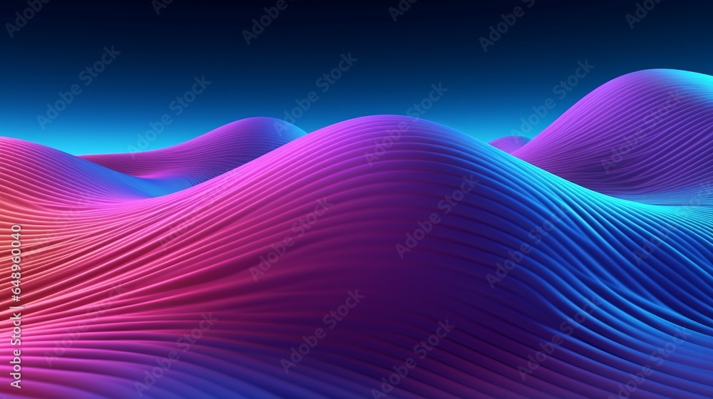 Wall mural abstract 3d violet rgb background, futuristic purple wave pattern backdrop - Wall murals