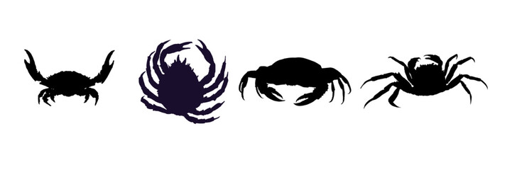 Set of crab silhouette - vector illustration - obrazy, fototapety, plakaty