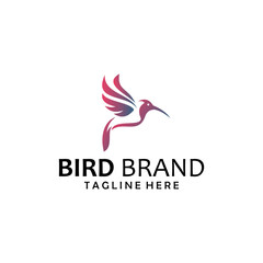 little bird silhouette logo - light background vector design