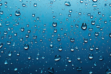 Water Drops On Blue Background