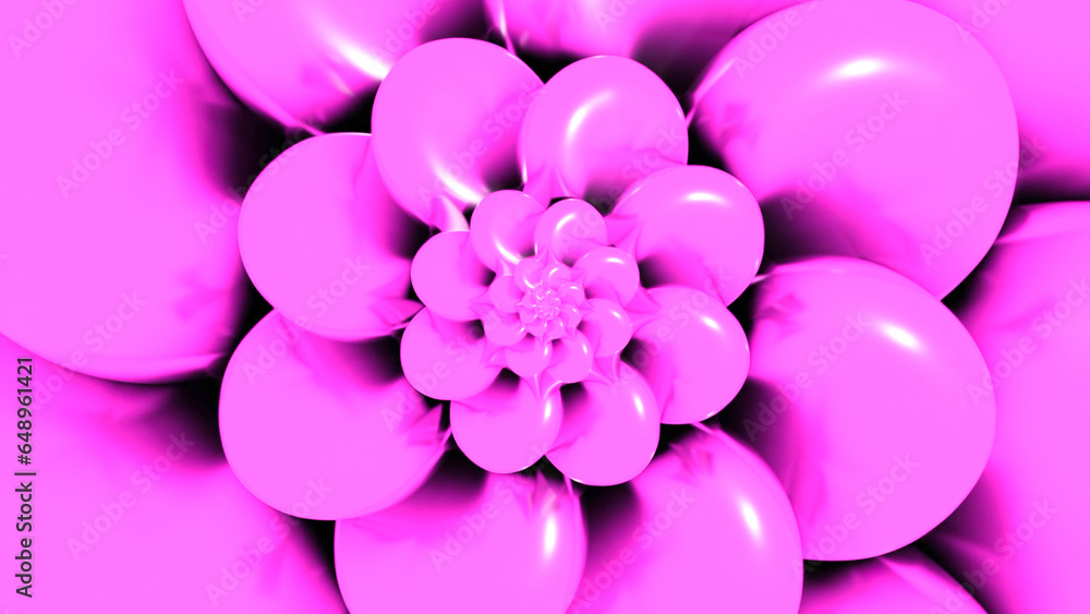 Poster rotating spiral in shape of flower. design. bright 3d animation with rotating round petals of spiral