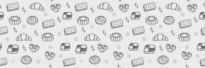 Cookies Doodle Seamless Pattern for Background