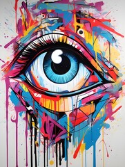 Abstract hipnotizing eye. A painted artwork pop art style