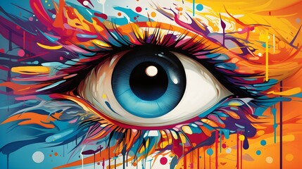 Abstract hipnotizing eye. A painted artwork pop art style