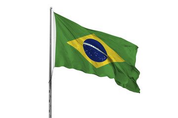 Waving Brazil flag, ensign, transparent background