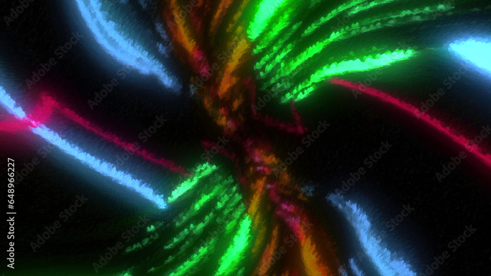 Poster colorful luminous stream of lines in retro style. motion. dive into virtual colorful stream of lines