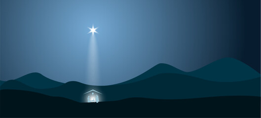 Star shines over manger of Jesus Christ - 648966610