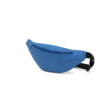Fashion unisex business Waist Belt Blue Business Office Banana Bag bumbag with zipper for men on isolated White Background in side, mock up. clipping path included.