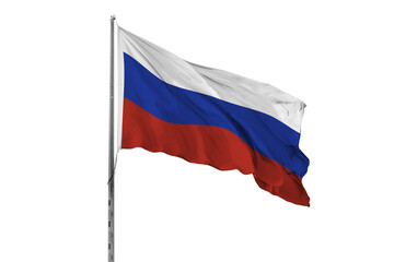 Waving Russia flag, ensign, white background