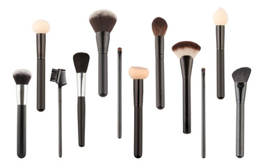 Set brush for cosmetics is isolated on a white background. Concept of care of skin