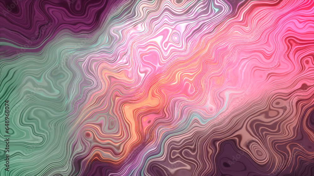 Poster bright pulsating lines with curved distortions. motion. colorful pattern with pulsating curved lines