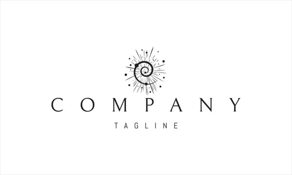 A vector logo with an abstract image of a big bang in space.