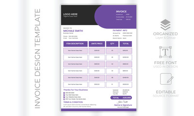 vector professional modern invoice design template