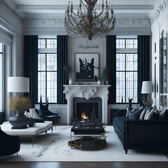 modern living room with fireplace