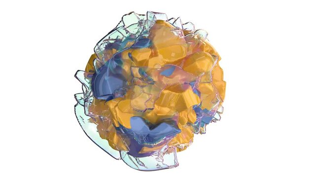 Abstract color sphere glass blue yellow plastic 
