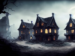 old mystery house in the night