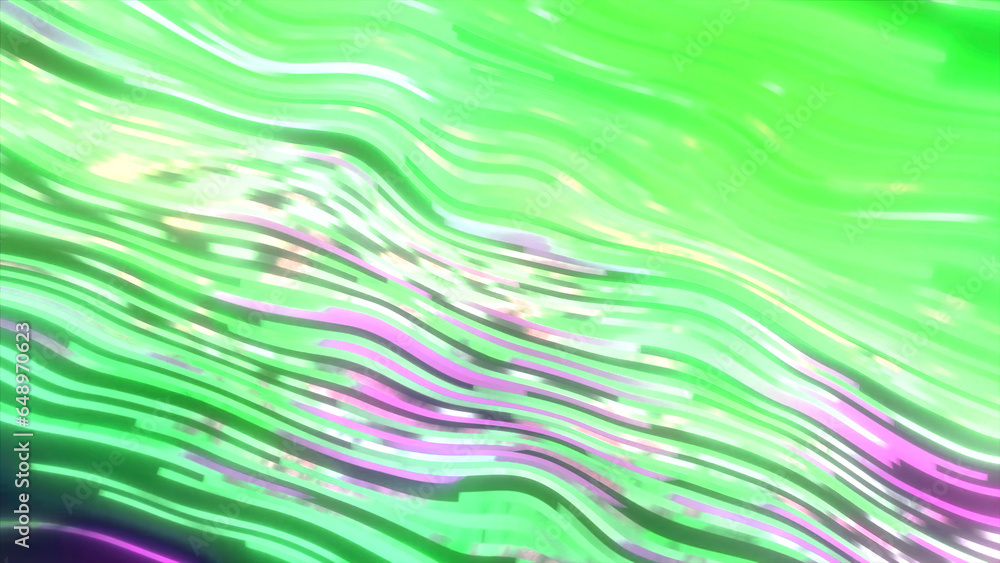 Poster colorful cyber shimmer with lines. motion. glitch effect with colorful background and shimmering lin