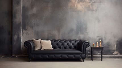 Luxurious black sofa with aesthetic style, generated by AI