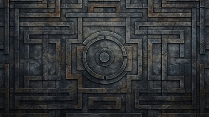 Textured stone carving maze background concept, rough. dark labyrinth structure wallpaper - obrazy, fototapety, plakaty