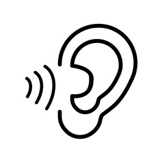 Ear listening to sound icon. Vector.