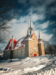 Naklejka premium Beautiful Catholic Church in Quebec, Canada