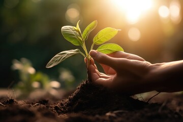 Caring Touch: Hands and a Thriving Green Plant
