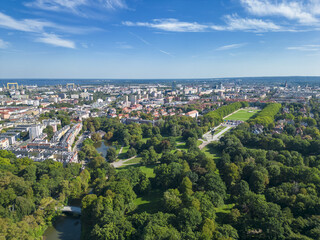 aerial view of szczecin poland, city full of green and ecology